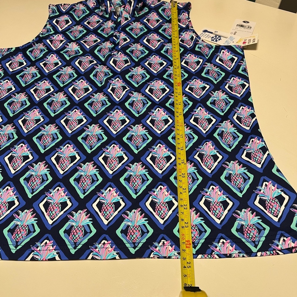 Lulu-B Pineapple Print Sleeveless Quarter-Zip Top UPF 50+ Cooling Fabric XL NWT - Picture 8 of 9